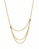 Adjustable triple-layer solid gold chain necklace weighing 3.02g, inspired by TIFFANY design.