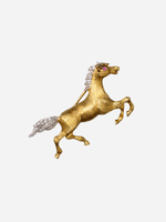 24K Gold & Pigeon Blood Rubies Flying Horse Brooch-Pendant