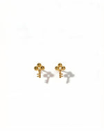 Elegant 18K gold stud earrings shaped like fortune keys with a radiant 24K glow