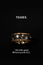 Hollow Black Gold Crown Ring, 14K Gold & Diamonds