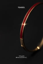 "Flowing Enamel" Fortune Bangle in 14K Gold, Teases Stackable Collection