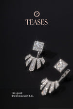 Signature 2.2g Princess-Cut Detachable Diamond Earrings in Solid White Gold, Convertible Design