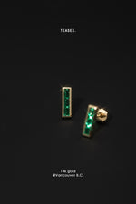 Emerald Bamboo Drop Earrings in 14K Gold, Private Collection