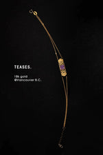 Rare Yew Stone Double Chain Bracelet in 18K Gold, Lucky Purple Series