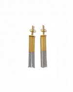 Two-tone enamel earrings in 9K gold with tassel design from Venice Collection