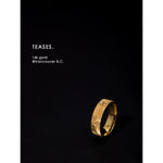 Silk Gold Diamond Couple Rings in 14K Gold, Italian Wire-Drawn Design