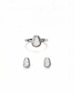 Icy jade earrings and ring set 18K white gold — jade for love jewelry by Teases