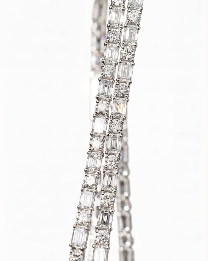 Signature 4.5ct Diamond Princess-Cut Tennis Bracelet with 42 South African Diamonds in solid 14K white gold