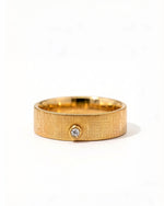 Silk gold diamond couple rings in 14K solid gold with Italian wire-drawn design