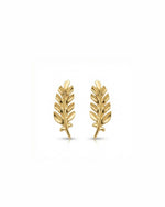 18K solid gold wheat spike stud earrings inspired by Tiffany Olive Branch design