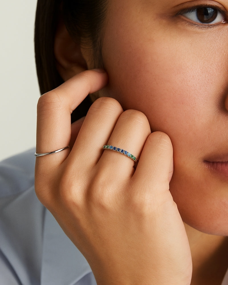 Color-Gradient Gemstone Stacking Ring