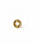 Solid gold stud earrings with hammered coin design in 18K gold, 6.8 mm size