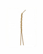 Long gold tassel earring handcrafted in Venice, Italy, with dual-tone fringe and 14K flame-kissed gold design.