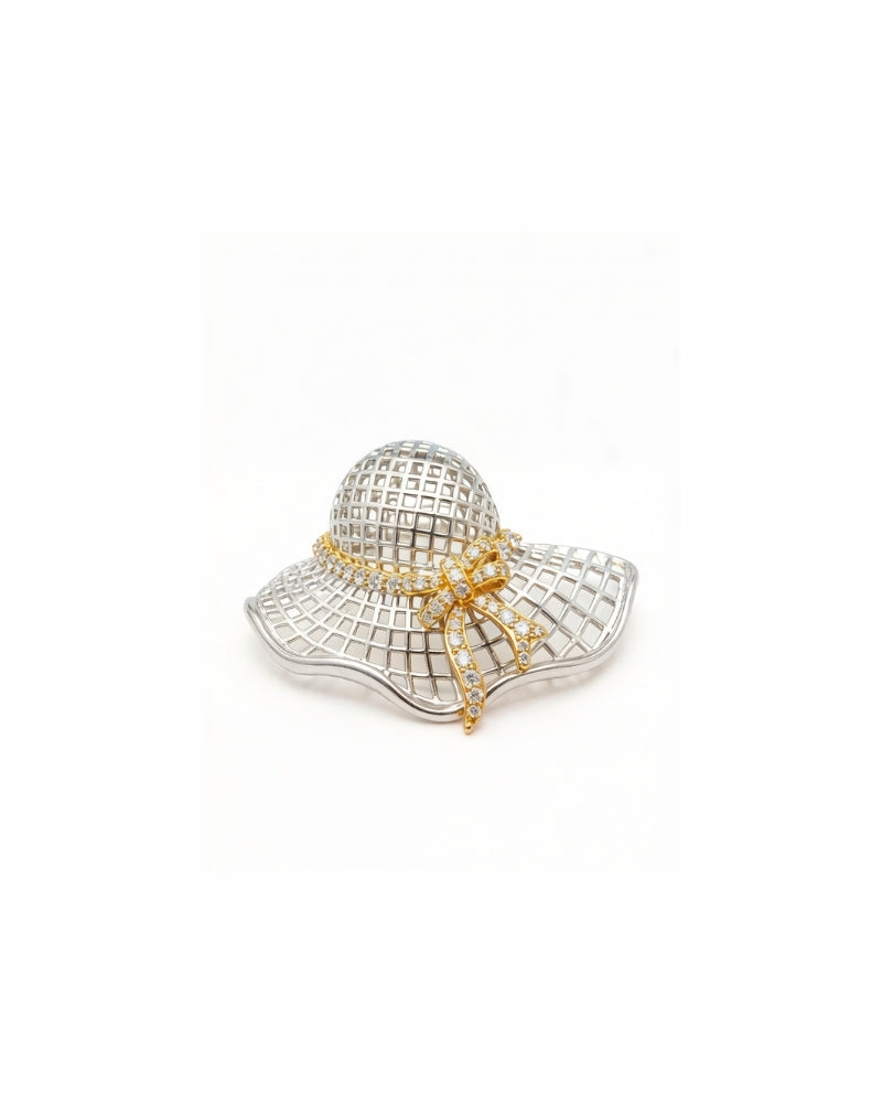 Classic Coco Hat Diamond & Gold Brooch — premium diamond brooch by TEASES