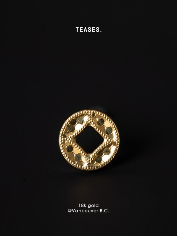 18K Gold Hand-Engraved Coin Earrings