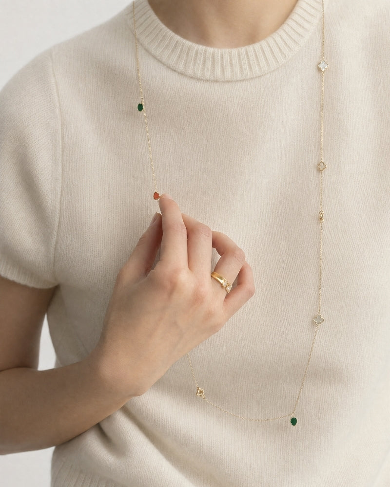 Five-Flower Lucky Clover Necklace styled — necklace showcase by TEASES