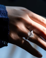 Close-up detail of Pigeon Egg Oval Diamond Ring — craftsmanship by TEASES