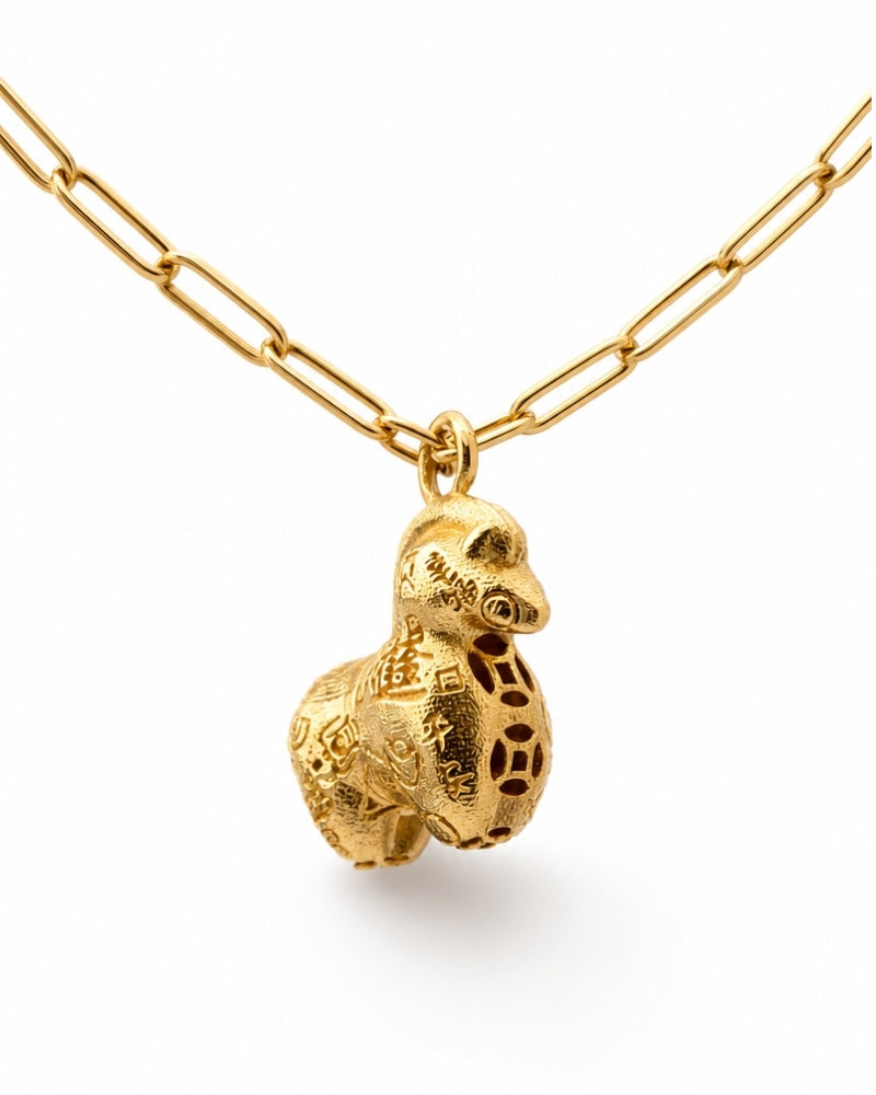 Close-up detail of Lucky Horse Gold Charm Bracelet — gold craftsmanship by TEASES