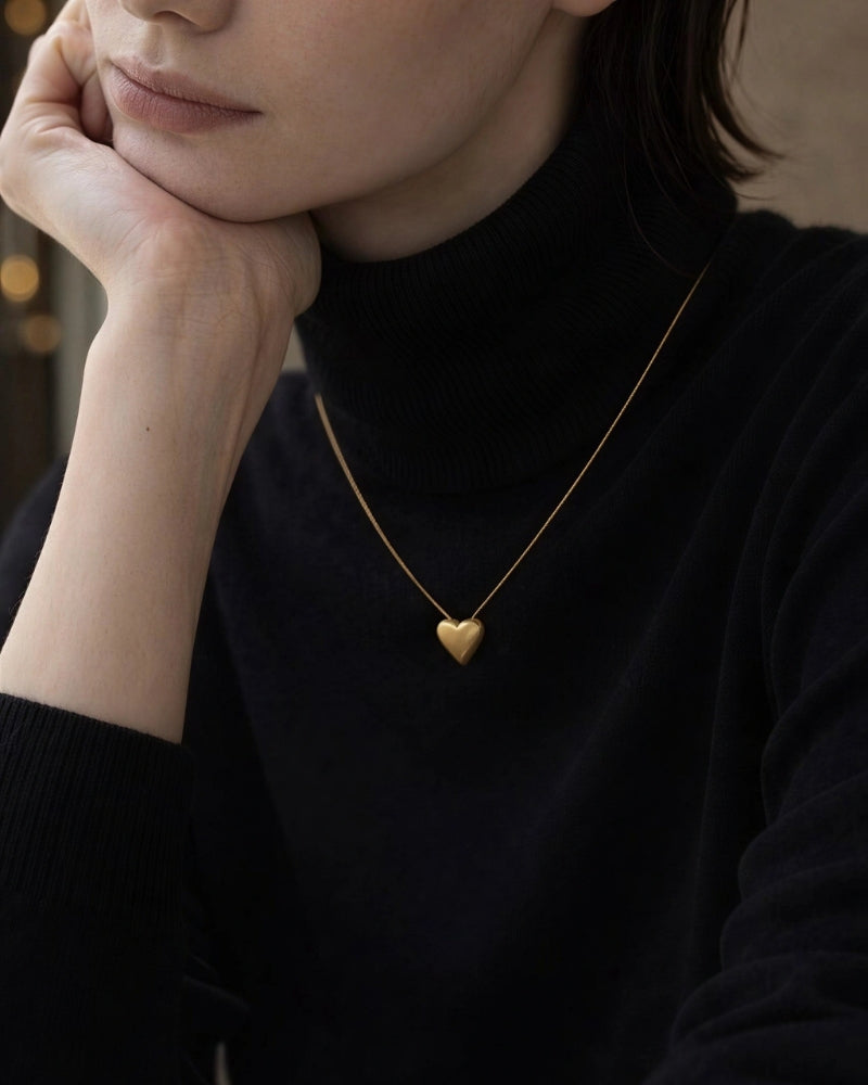 Close-up detail of Still Heart Pendant Necklace — craftsmanship by TEASES