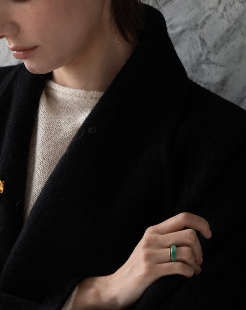 Wearing African Jade Ring — Art Deco Sterling Silver Band
