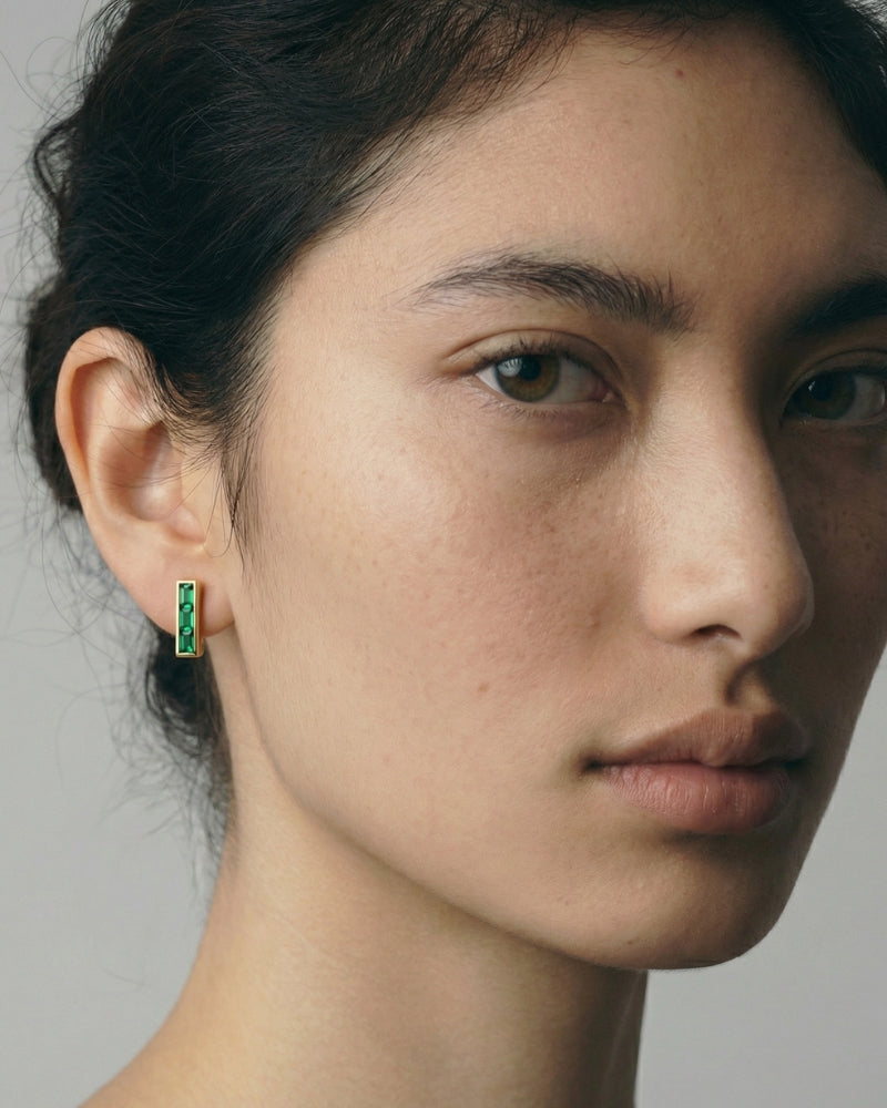 Emerald Bamboo Studs