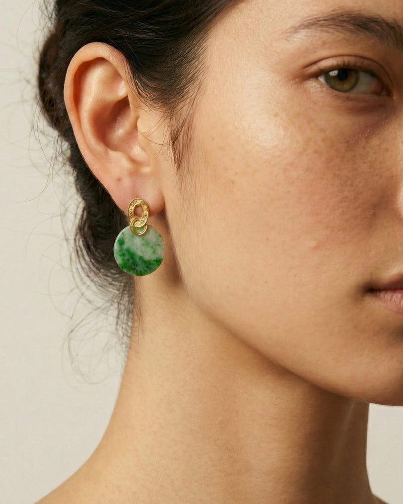 Jade Peace Amulet Earrings in 18K Gold – Teases