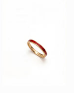 Bourgogne red enamel 14K gold stackable ring showcasing elegant antique design