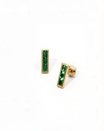 Emerald bamboo drop earrings in 14K gold showcasing deep green brilliance and elegant craftsmanship.