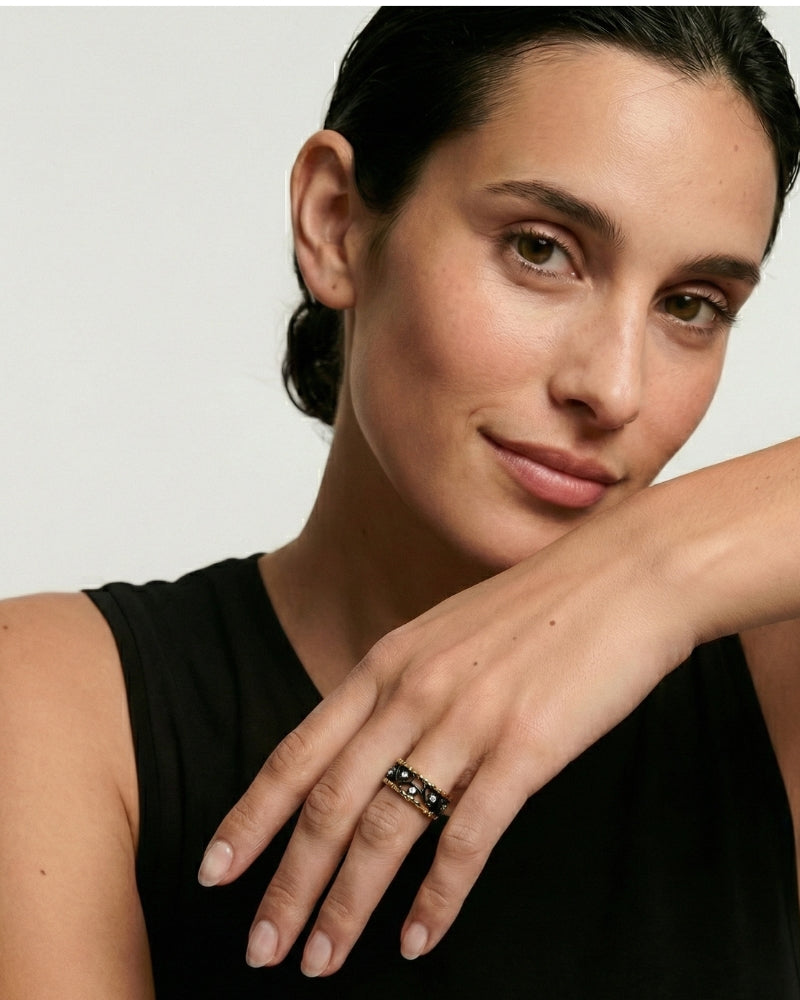 Black & Gold Crown Ring