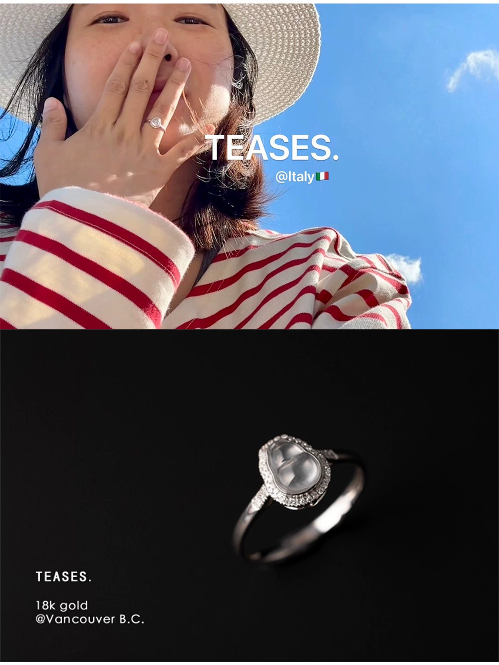 TEASES의 아이시 제이드 호박 귀걸이 &amp; 반지 세트 | 18K 화이트 골드 &amp; 다이아몬드