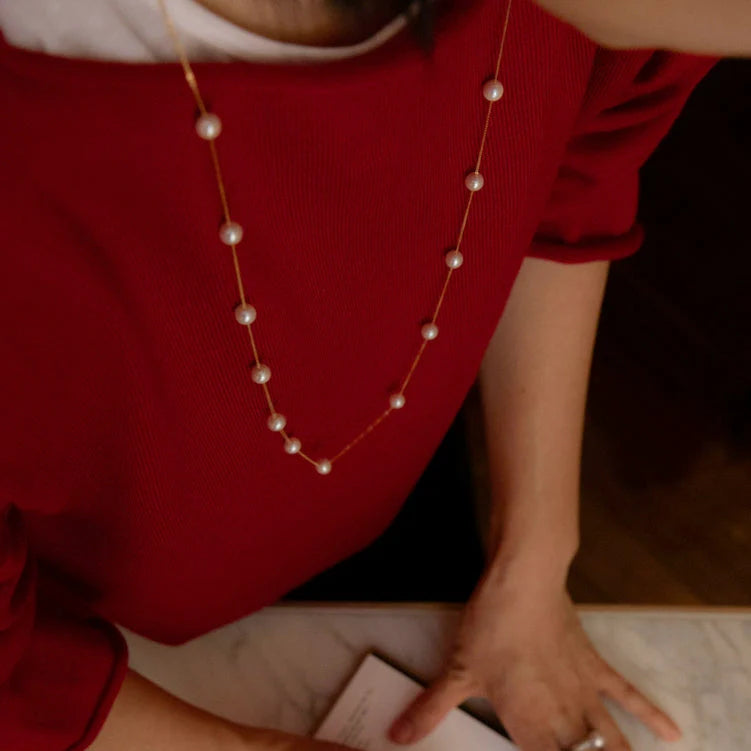 Pearl Necklace in 18K Gold - Tasaki-Inspired Long Ocean Pearl Necklace_06