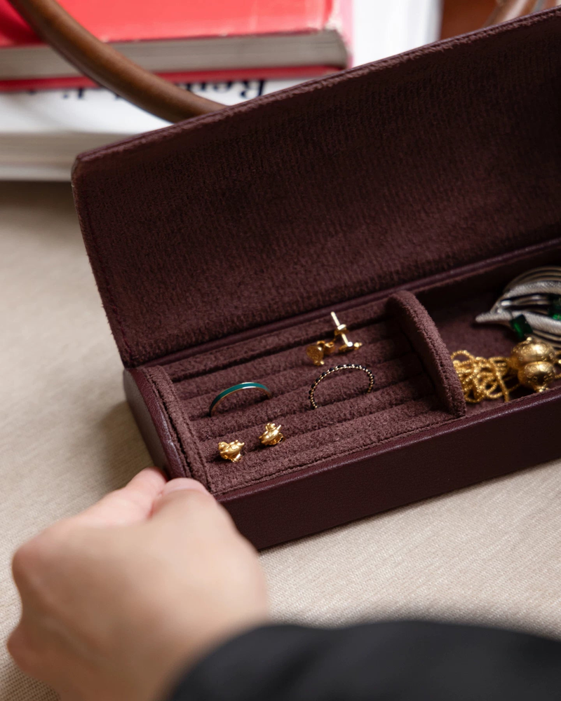 Calfskin Leather Glasses & Jewelry Travel Case - Voyage - Image 3